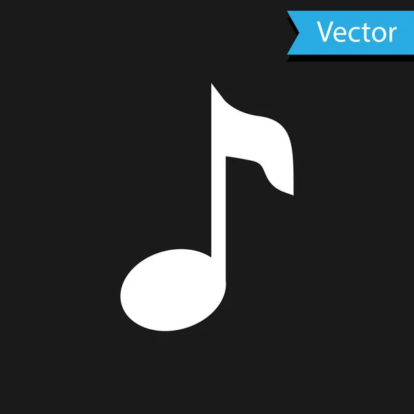 Белая нота музыки, значок тона выделен на черном фоне. Векторная миграция — стоковый вектор