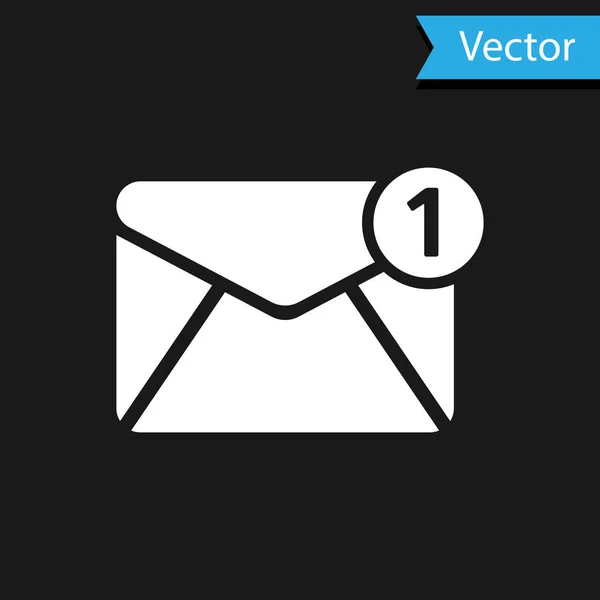 검은 색 배경에 격리 된 흰색 봉투 아이콘입니다. 수신된 메시지 개념입니다. 새로운, 이메일 수신 메시지, SMS. 메일 편 배송 서비스. 벡터 일러스트레이션 — 스톡 벡터