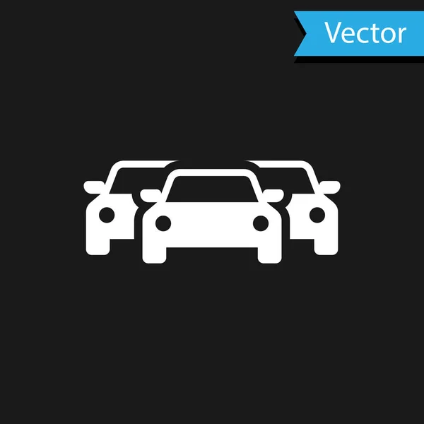 Ícone de carros brancos isolado no fundo preto. Ilustração vetorial — Vetor de Stock