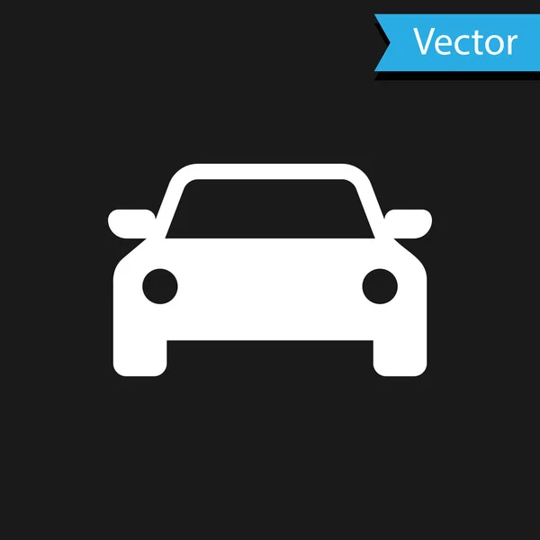 Icône de voiture blanche isolée sur fond noir. Illustration vectorielle — Image vectorielle