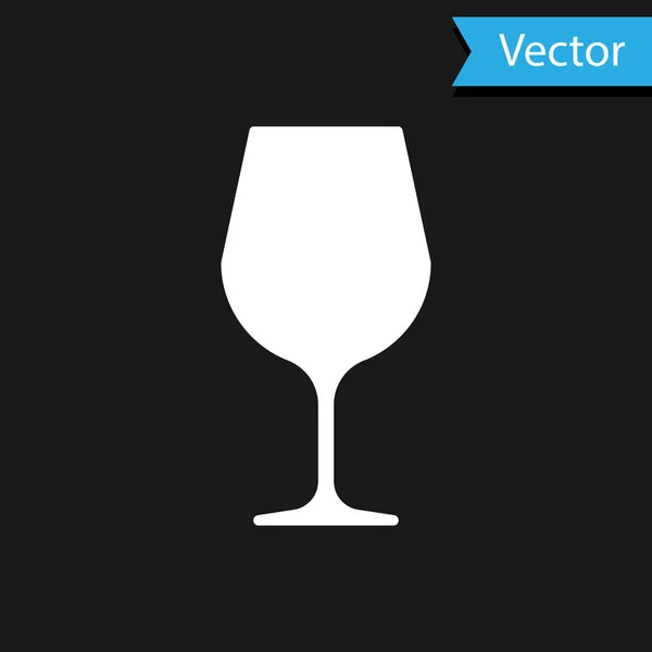 Icône en verre de vin blanc isolé sur fond noir. Panneau de verre à vin. Illustration vectorielle — Image vectorielle