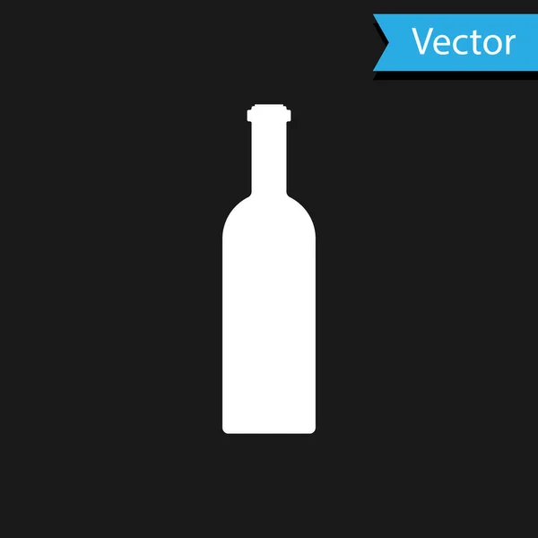 Botella blanca de vino icono aislado sobre fondo negro. Ilustración vectorial — Vector de stock