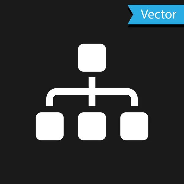 Weiße Hierarchie Organogrammdiagramm Infografik Symbol isoliert auf schwarzem Hintergrund. Grafische Elemente der Unternehmensstruktur. Vektorillustration — Stockvektor