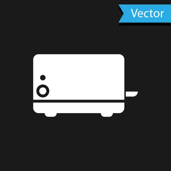 Белый иконка тостера выделена на черном фоне. Векторная миграция — стоковый вектор