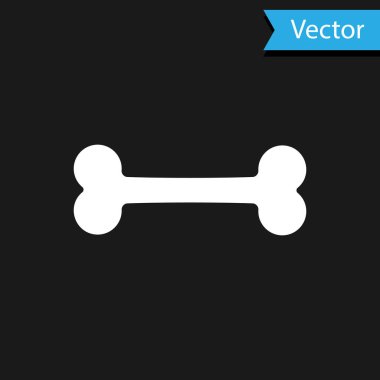 Beyaz Köpek kemik simgesi siyah arka plan üzerinde izole. Evcil hayvan gıda sembolü. Vektör İllüstrasyonu