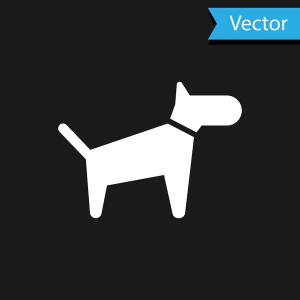 Icono Perro Blanco aislado sobre fondo negro. Ilustración vectorial — Vector de stock