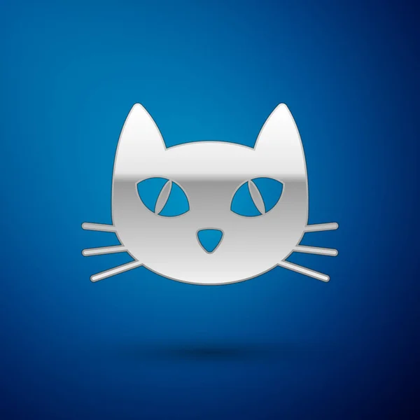Silver Cat icon isolated on blue background. Vector Illustration — Stock Vector