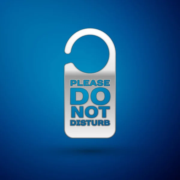 Silver Please do not disturb icon isolated on blue background. Hotel Door Hanger Tags. Vector Illustration — Stock Vector