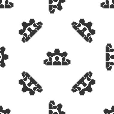 Gri proje ekibi beyaz arka plan üzerinde simge izole seamless modeli temel. İş analizi ve planlama, danışmanlık, takım çalışması, proje yönetimi. Geliştiriciler. Vektör çizim