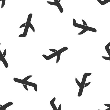 Gri düzlem simgesi beyaz arka planda yalıtılmış Dikişsiz desen. Uçan uçak simgesi. Airliner işareti. Vektör Illustration