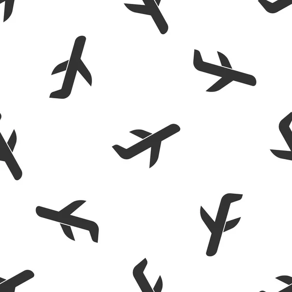 Graues Flugzeug-Symbol isoliert nahtlose Muster auf weißem Hintergrund. Flugzeugikone. Verkehrszeichen. Vektorillustration — Stockvektor