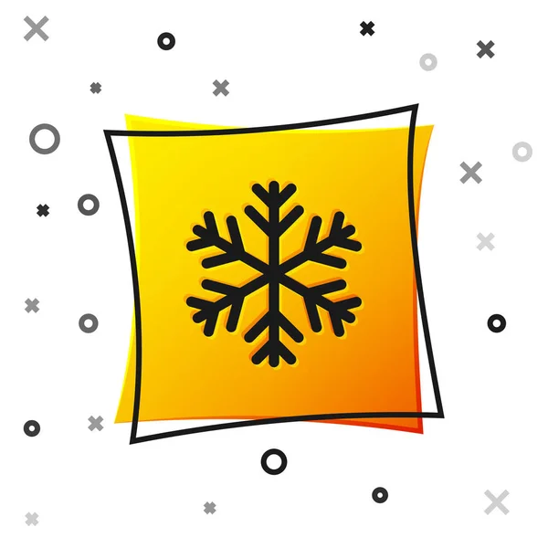 Ikona blacksnowflake wyizolowana na białym tle. Żółty kwadratowy przycisk. Ilustracja wektorowa — Wektor stockowy