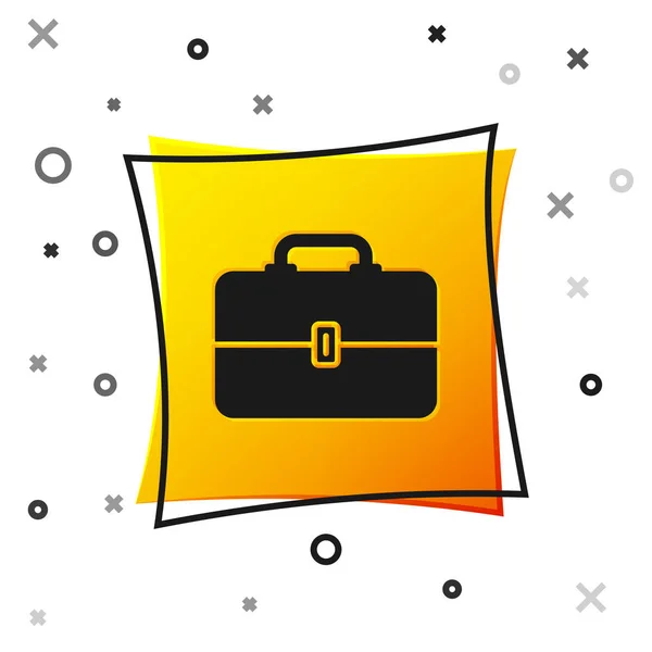 Icône Boîte à outils noire isolée sur fond blanc. Panneau de boîte à outils. Bouton carré jaune. Illustration vectorielle — Image vectorielle