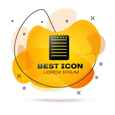 Beyaz arka planda yalıtılmış Siyah Not Defteri simgesi. Spiral not defteri simgesi. Yazı defteri. İş günlüğü. Dizüstü kapak tasarımı. Ofis kırtasiye eşyaları. Akışkan renk afiş. Vektör İllüstrasyonu