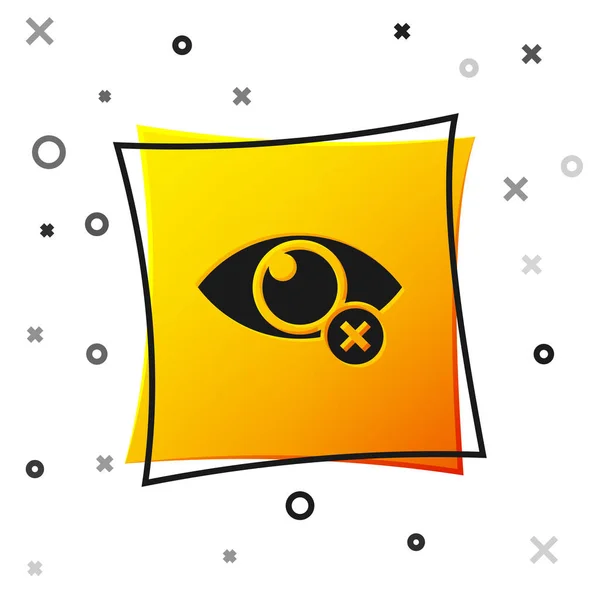 Noir Icône invisible ou cachée isolée sur fond blanc. Bouton carré jaune. Illustration vectorielle — Image vectorielle