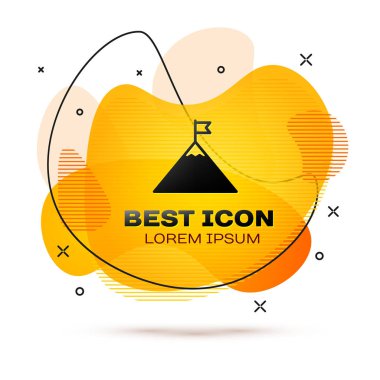 Siyah Dağlar ve beyaz arka plan üzerinde izole üst simgesi bayrak. Zafer veya başarı kavramının sembolü. Akışkan renk afiş. Vektör İllüstrasyonu