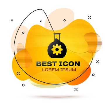 Siyah Biyomühendislik simgesi beyaz arka plan üzerinde izole. Genetik ve biyomühendislik simgesinin unsuru. Biyoloji, molekül, kimyasal ikon. Akışkan renk afiş. Vektör İllüstrasyonu