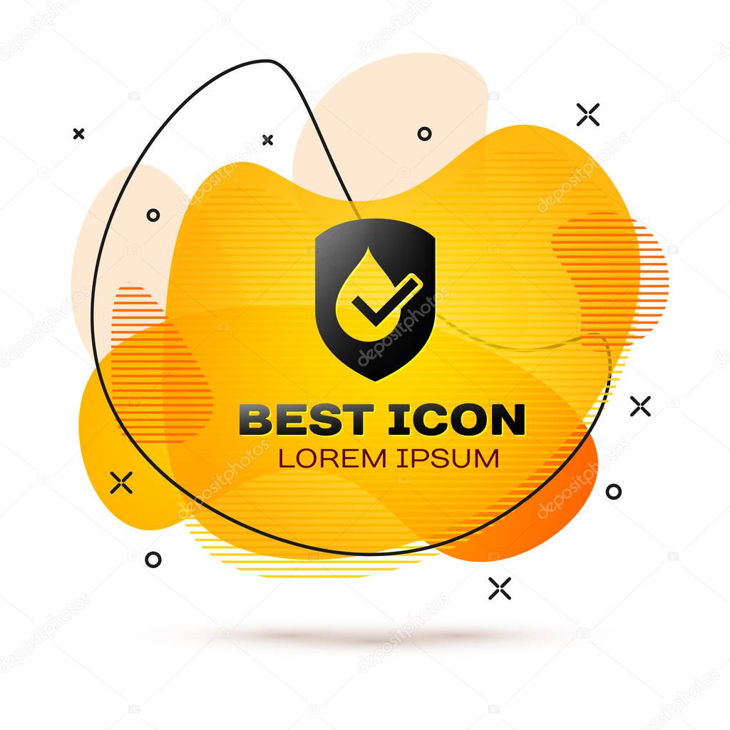 Black Waterproof icon isolated on white background. Water resistant or liquid protection concept. Fluid color banner. Vector Illustration