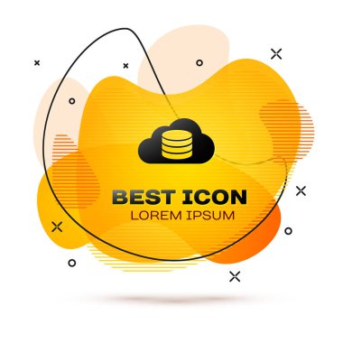 Siyah Bulut veritabanı simgesi beyaz arka planda yalıtılmış. Bulut bilgi işlem konsepti. Veri aktarımı ile dijital hizmet veya uygulama. Akışkan renk afiş. Vektör İllüstrasyonu