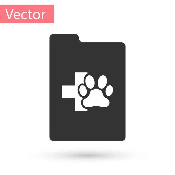 Graue Zwischenablage mit klinischen Krankenakten Haustier Symbol isoliert auf weißem Hintergrund. Krankenversicherungsformular. Bericht über medizinische Checkpoints. Vektorillustration — Stockvektor