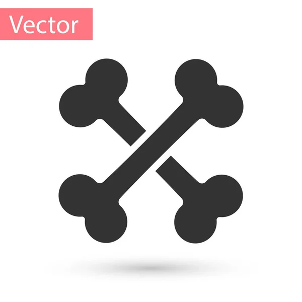 Icône os croisés gris isolé sur fond blanc. Animaux symbole de la nourriture. Illustration vectorielle — Image vectorielle