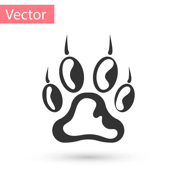 Icono de impresión de pata gris aislado sobre fondo blanco. Huella de pata de perro o gato. Rastreo animal. Ilustración vectorial — Vector de stock