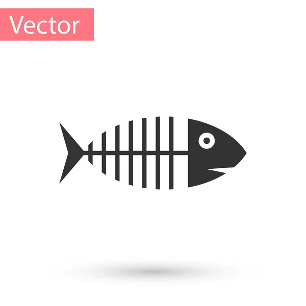 Grey Fish skeleton icon isolated on white background. Fish bone sign. Vector Illustration — Stock Vector