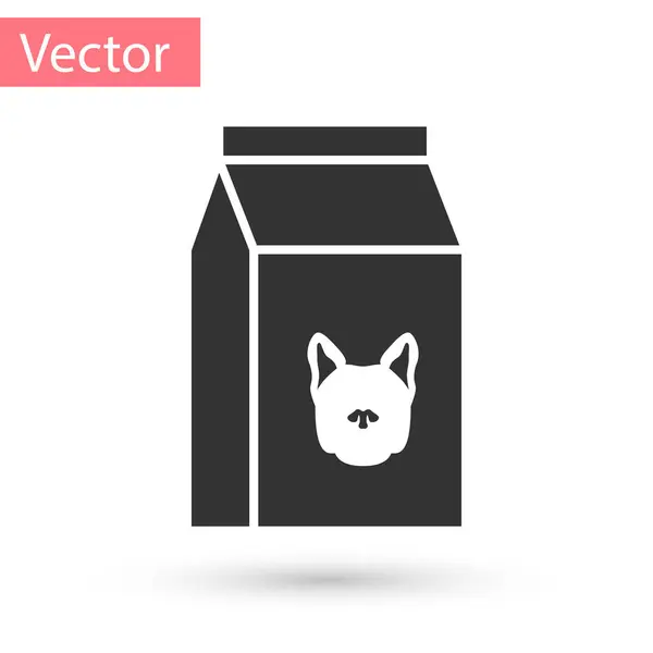 Sac de nourriture gris pour chien icône isolé sur fond blanc. Nourriture pour animaux. Paquet de nourriture pour animaux. Illustration vectorielle — Image vectorielle
