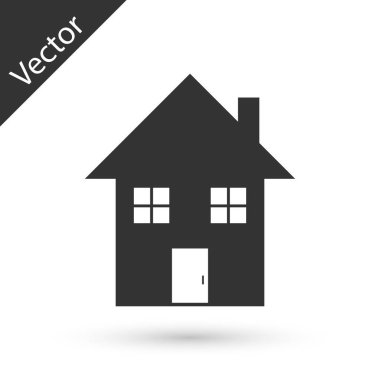 Gri Ev simgesi beyaz arka planda yalıtılmış. Ev sembolü. Vektör İllüstrasyonu