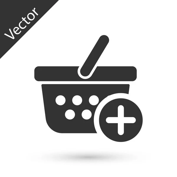 Gris Añadir a Cesta icono aislado sobre fondo blanco. Concepto de compra en línea. Señal de entrega. Símbolo de cesta de supermercado. Ilustración vectorial — Vector de stock