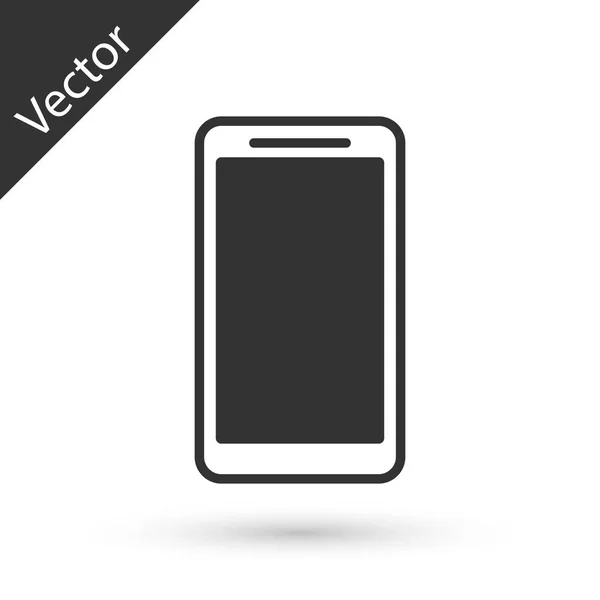 Šedý Smartphone, ikona mobilního telefonu izolované na bílém pozadí. Vektorová ilustrace — Stockový vektor