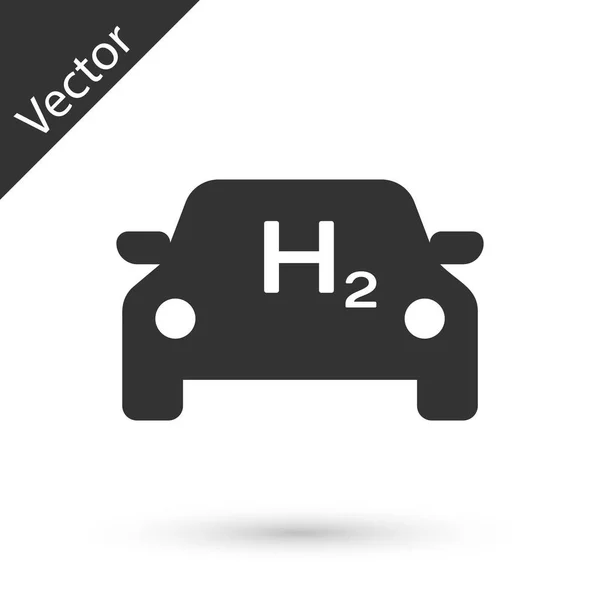 Icône de voiture hydrogène gris isolé sur fond blanc. Panneau de gare H2. Hydrogène voiture à pile à combustible écologique zéro émission. Illustration vectorielle — Image vectorielle