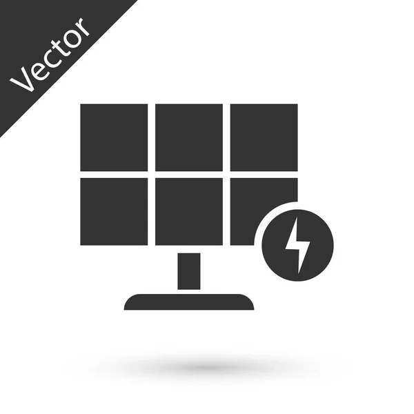 Icono del panel de energía solar gris aislado sobre fondo blanco. Ilustración vectorial — Vector de stock