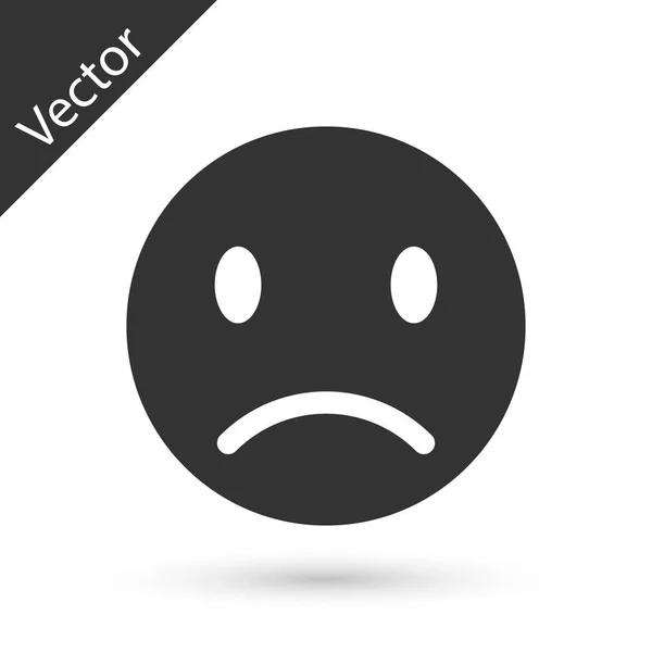 Icono de sonrisa triste gris aislado sobre fondo blanco. Cara de emoticono. Ilustración vectorial — Archivo Imágenes Vectoriales