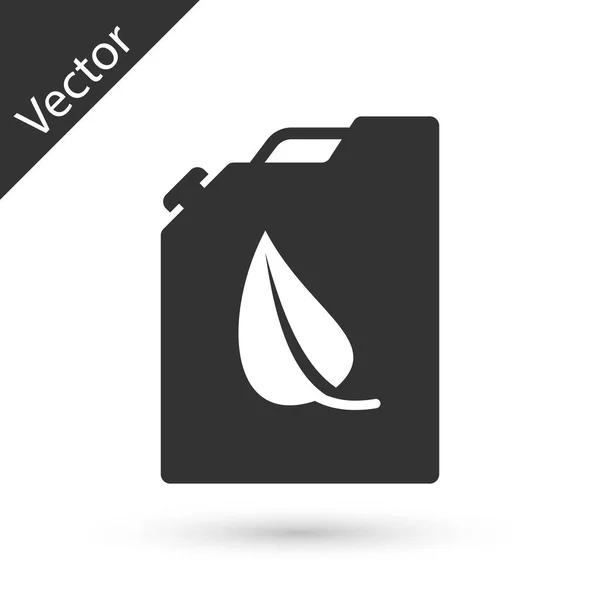 Grey Bio fuel canister icon isolated on white background. Eco bio and barrel. Green environment and recycle. Vector Illustration — Stock Vector