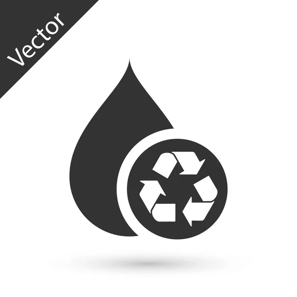 Grey Recycle clean aqua icon isoliert auf weißem Hintergrund. Wassertropfen mit Zeichenrecycling. Vektorillustration — Stockvektor