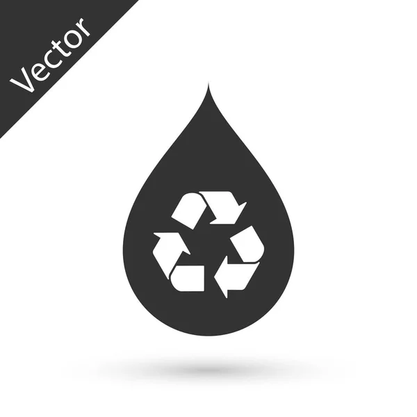 Gris Recycler propre icône aqua isolé sur fond blanc. Goutte d'eau avec recyclage des panneaux. Illustration vectorielle — Image vectorielle