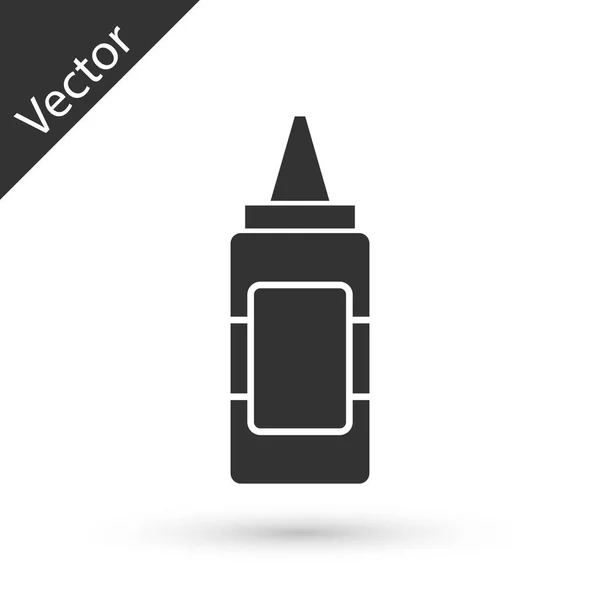 Ícone de garrafa de mostarda cinza isolado no fundo branco. Ilustração vetorial —  Vetores de Stock