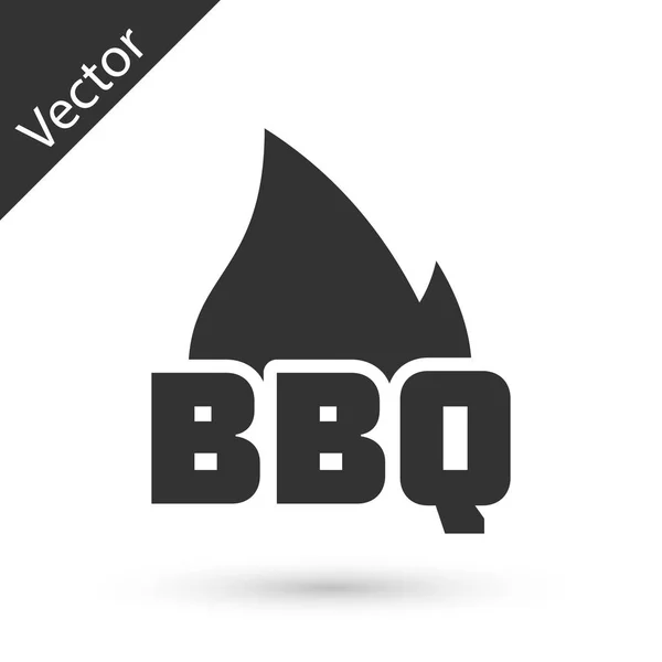 Grey Barbecue fire flame icon isolated on white background. Heat symbol. BBQ grill party. Vector Illustration — Stock Vector