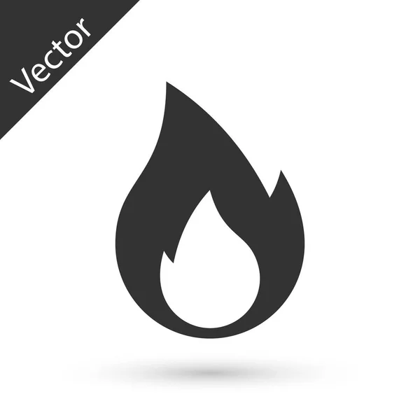 Icono de llama de fuego gris aislado sobre fondo blanco. Símbolo térmico. Ilustración vectorial — Vector de stock
