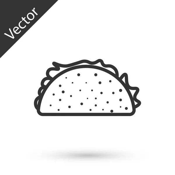 Taco cinza com ícone de tortilla isolado no fundo branco. Comida tradicional mexicana. Ilustração vetorial — Vetor de Stock