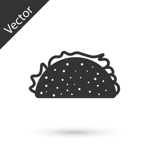 Taco cinza com ícone de tortilla isolado no fundo branco. Comida tradicional mexicana. Ilustração vetorial — Vetor de Stock