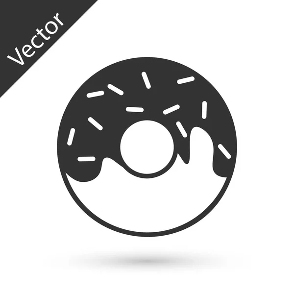 Donut cinza com ícone de esmalte doce isolado no fundo branco. Ilustração vetorial — Vetor de Stock