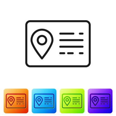 Beyaz arka planda yalıtılmış Siyah Adres kitap satırı simgesi. Telefon rehberi. Simgeyi renk kare düğmelerinde ayarlayın. Vektör İllüstrasyonu