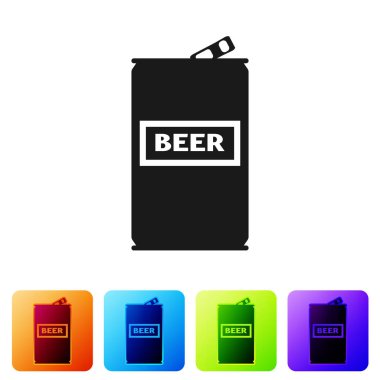 Siyah Bira beyaz arka planda izole simgesi olabilir. Simgeyi renk kare düğmelerinde ayarlayın. Vektör İllüstrasyonu
