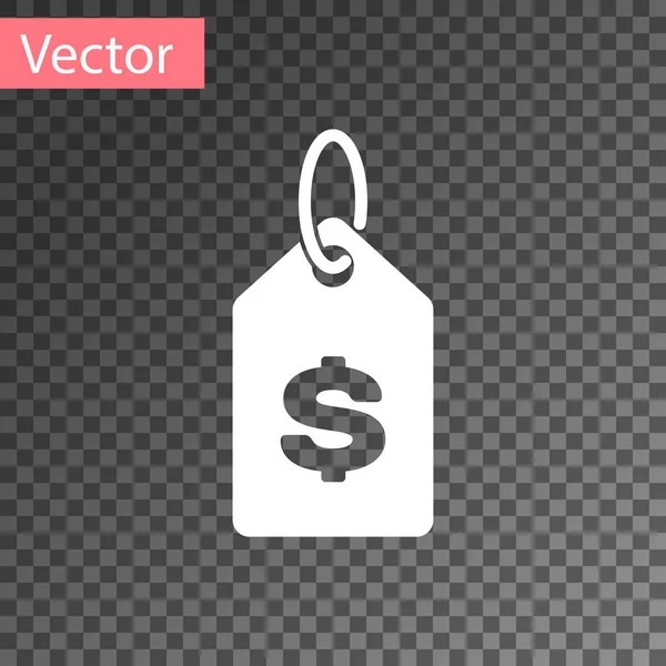 White Price tag com ícone de dólar isolado em fundo transparente. Distintivo por preço. Venda com símbolo de dólar. Desconto de marca promocional. Ilustração vetorial — Vetor de Stock