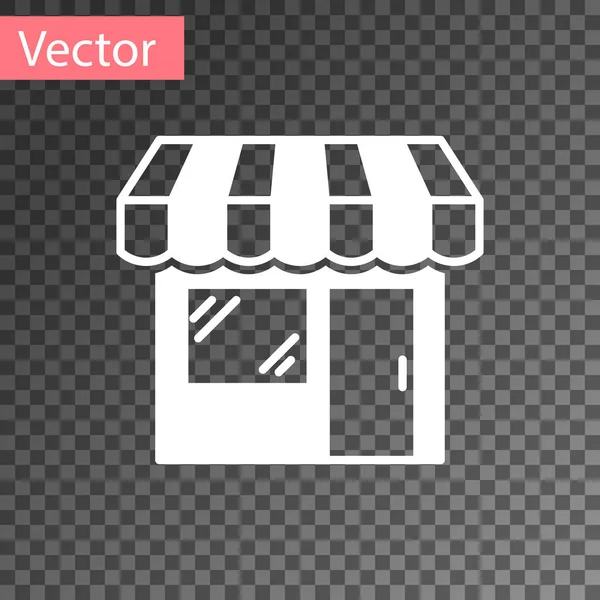 White Shopping building or market store icon isolated on transparent background. Shop construction. Vector Illustration — ストックベクタ