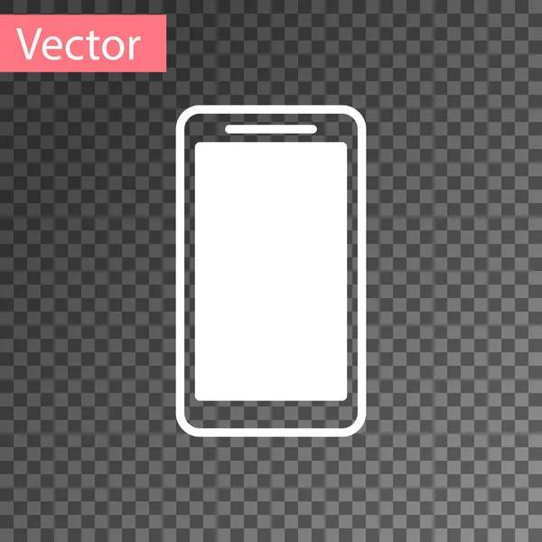 White Smartphone, mobile phone icon isolated on transparent background. Vector Illustration — Stock Vector
