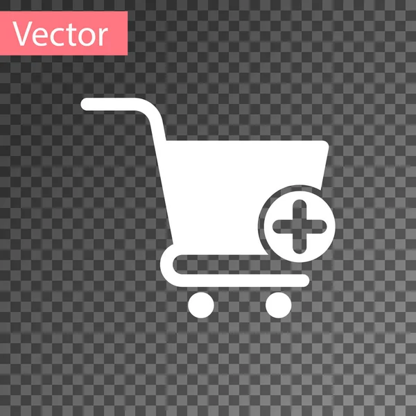 White Add to Shopping cart icon isolated on transparent background. Online buying concept. Delivery service sign. Supermarket basket symbol. Vector Illustration — ストックベクタ