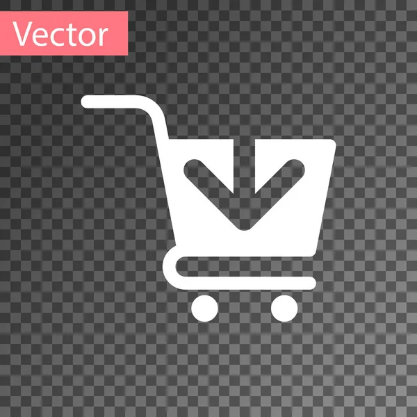 White Add to Shopping cart icon isolated on transparent background. Online buying concept. Delivery service sign. Supermarket basket symbol. Vector Illustration — ストックベクタ